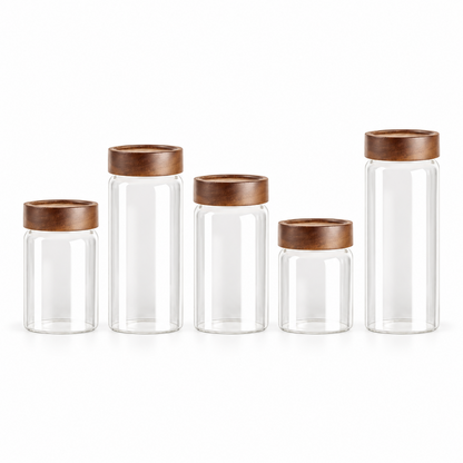 🫙 Food Storage | Glass & Wood | Pantry Organization | Gift for Homes | Clear Minimalism