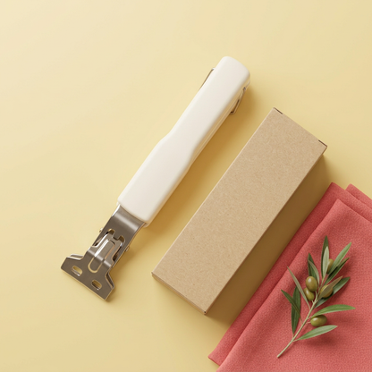 Ivory plate gripper and plain kraft box on a yellow background