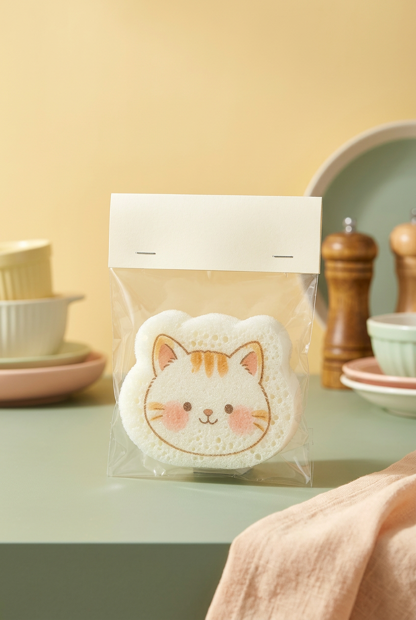 Proposed clear pouch packaging with plain cream header and no logo